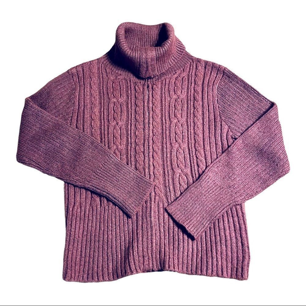 Erica Dusky Pink Cable Knit Zip up Cardigan Size Large - Picture 2 of 10